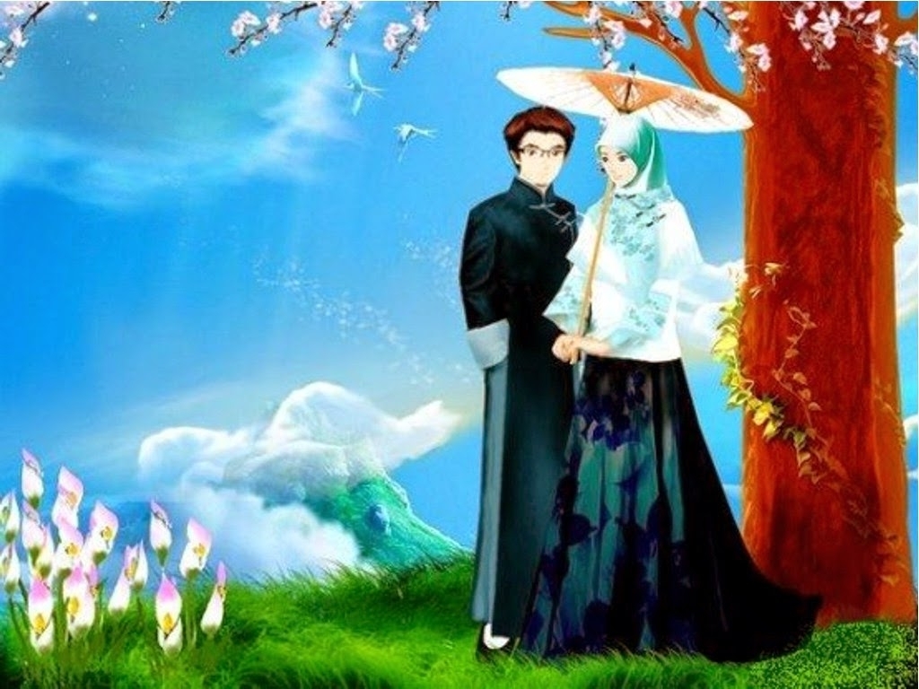  Gambar  Kartun  Muslim Dan Muslimah  Romantis